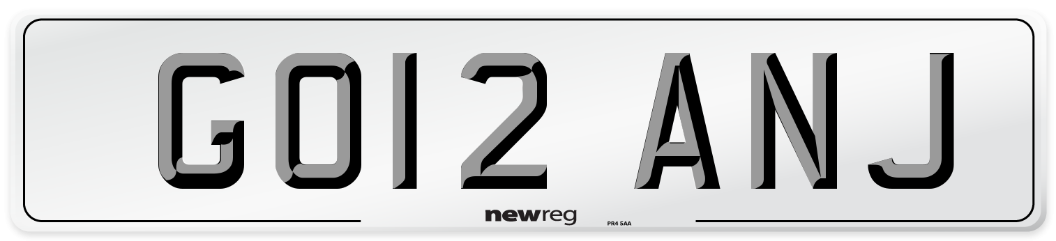 GO12 ANJ Number Plate from New Reg
